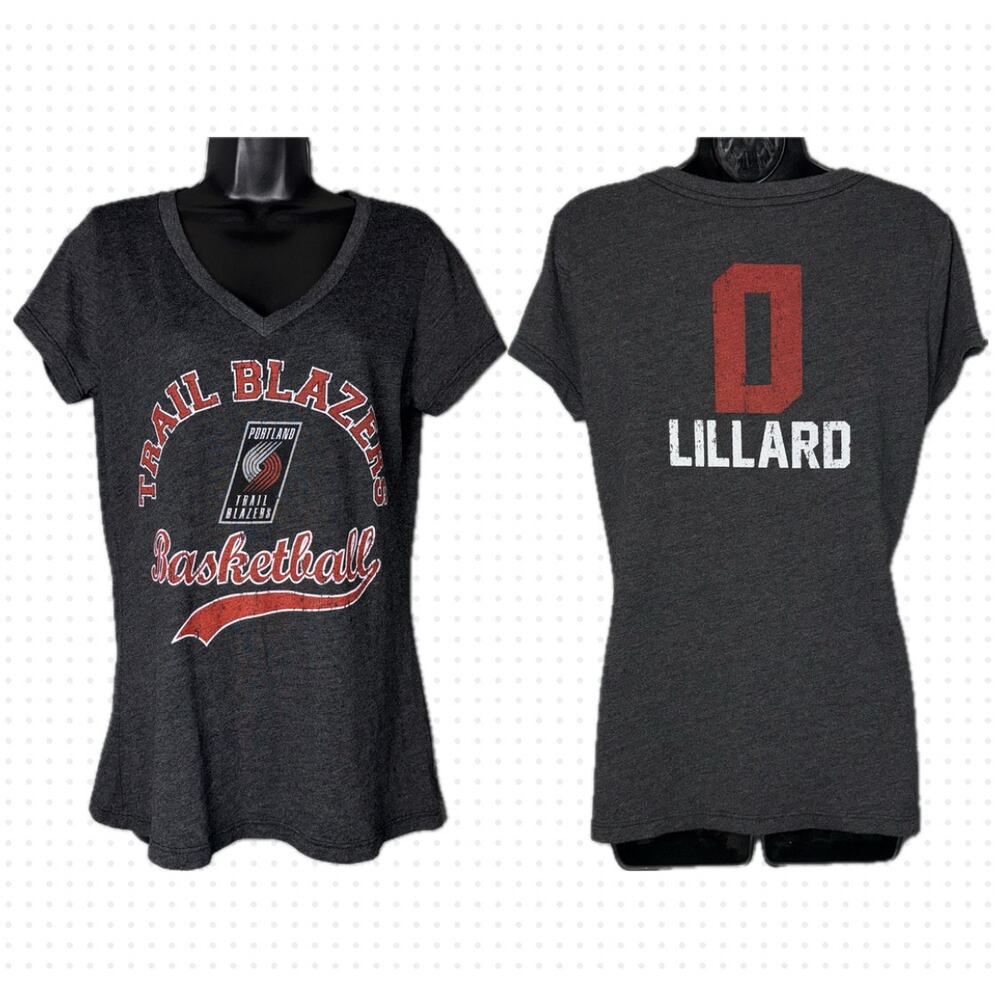 Women's LG Majestic Threads Damian Lillard 0 Zero‎ Black Portland Trail Blazers